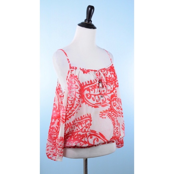 RAMPAGE red white cold shoulder blouse LARGE - Picture 1 of 7